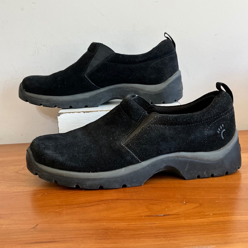 BareTraps Yard Black Suede Leather Slip On Loafers Shoes Womens 9.5